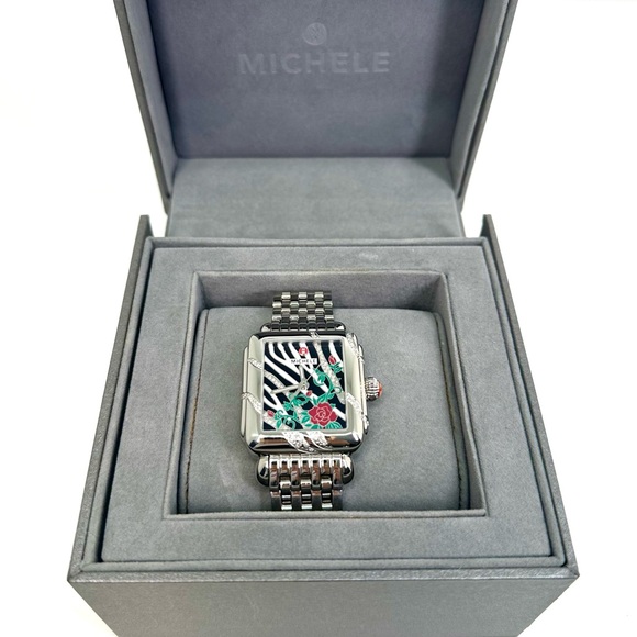 MICHELE: Deco Safari Zebra Rose Diamond Watch - Picture 9 of 12